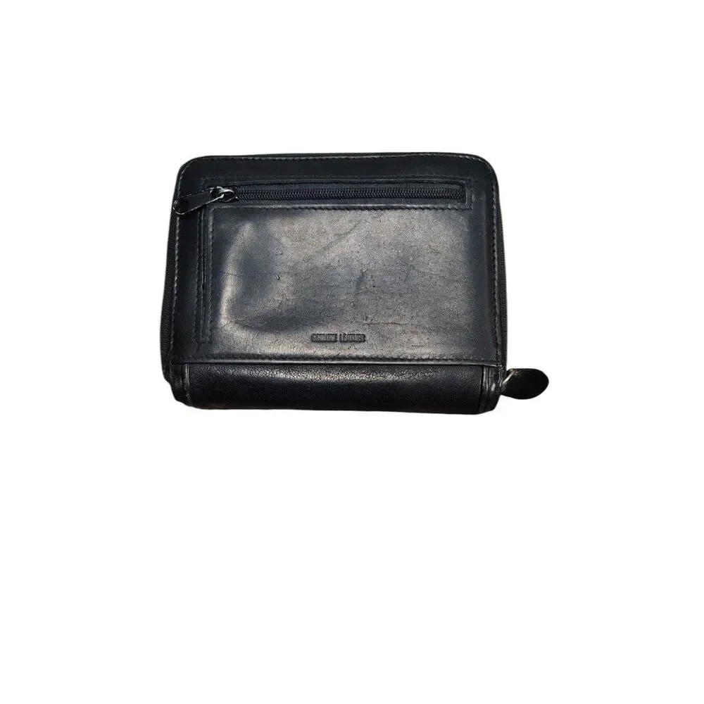 Rolfs Black Leather tri fold multi compartment wallet